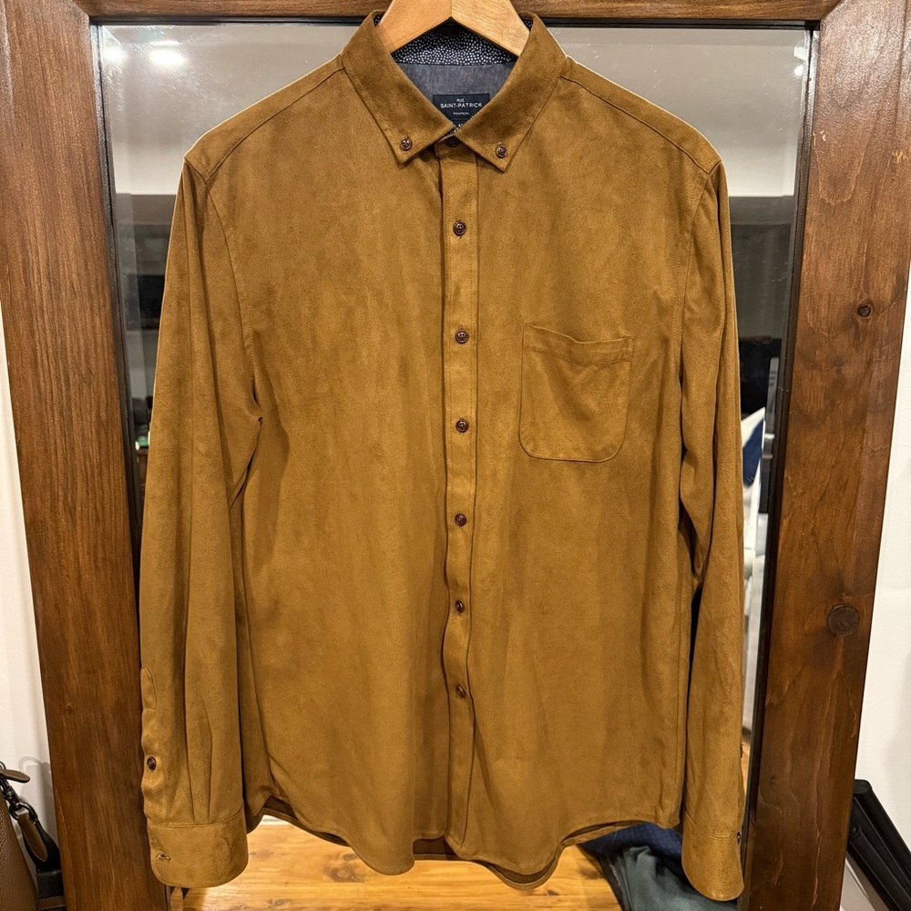 Rue St. Patrick Brown Sueded Button Down Shirt